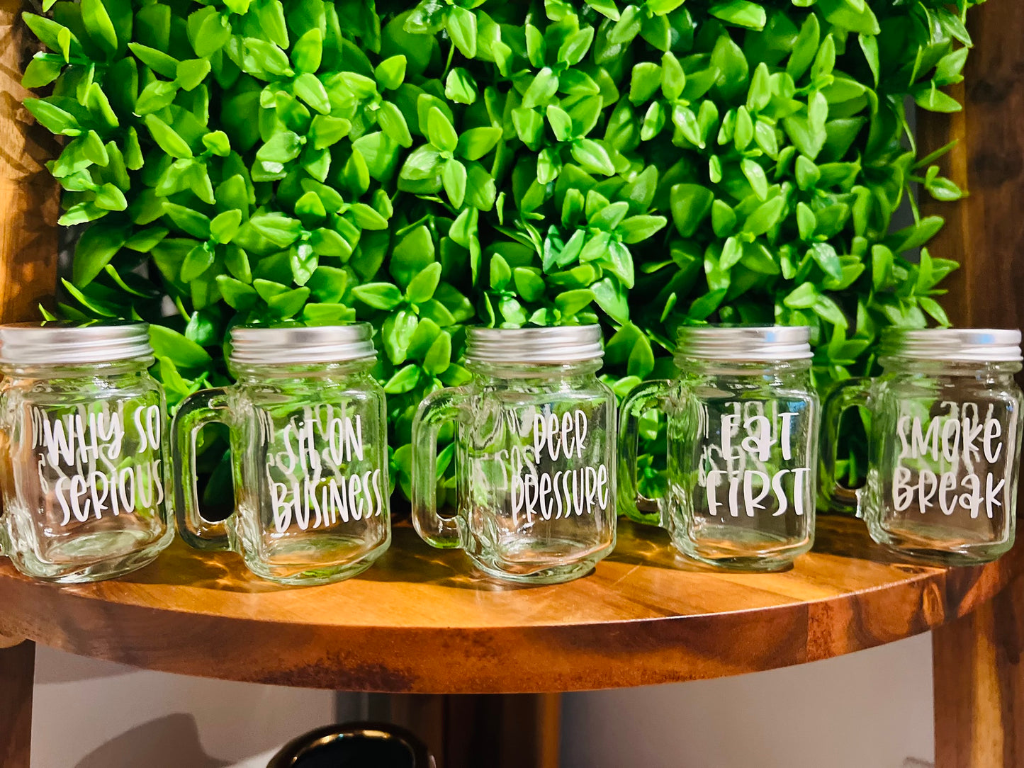 1.7oz Mini Mason jar with Handle and Lid