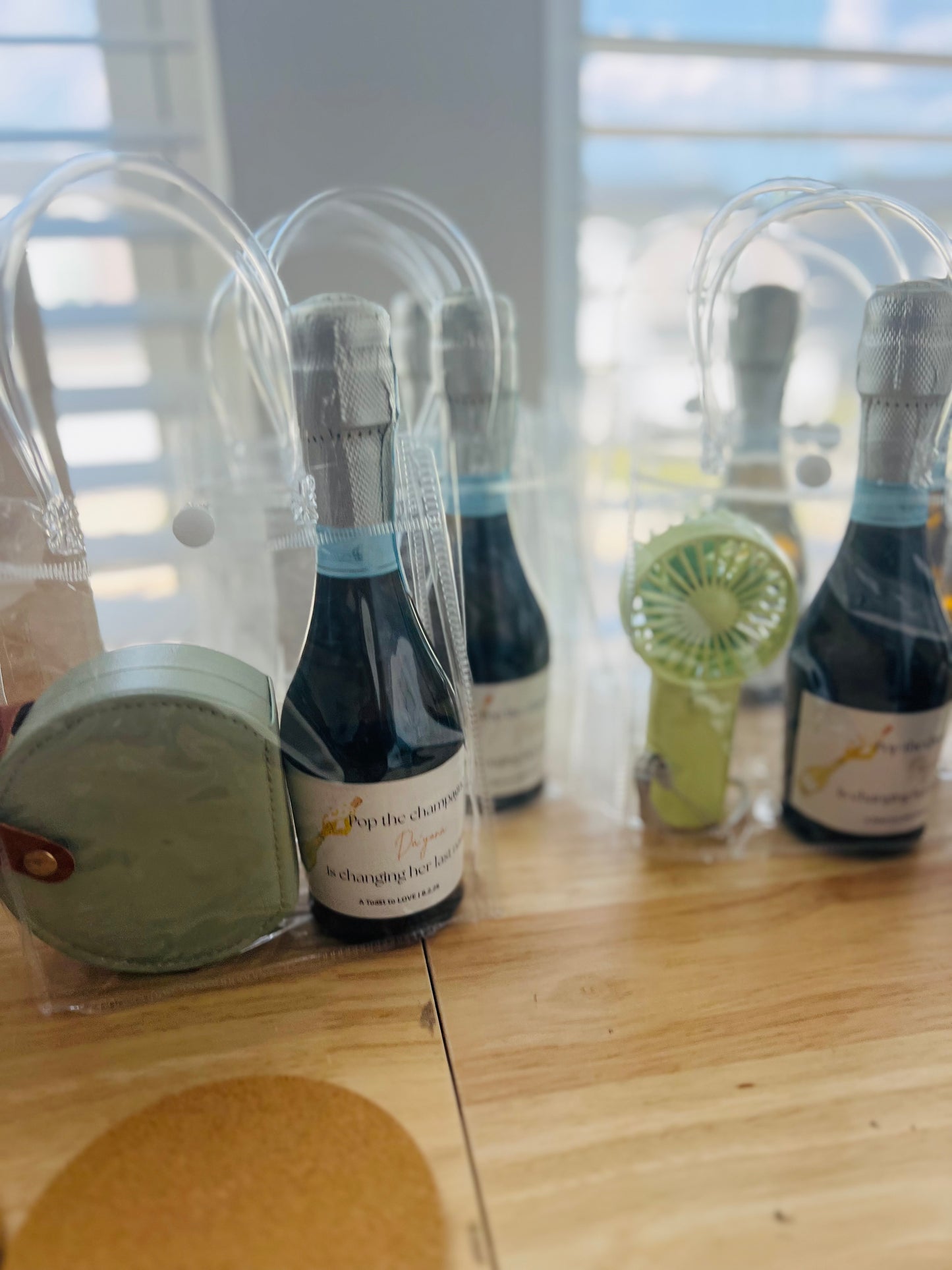 Pop the Champagne Labels | Mini Champagne Bottle Stickers for Bridal & Wedding Celebrations