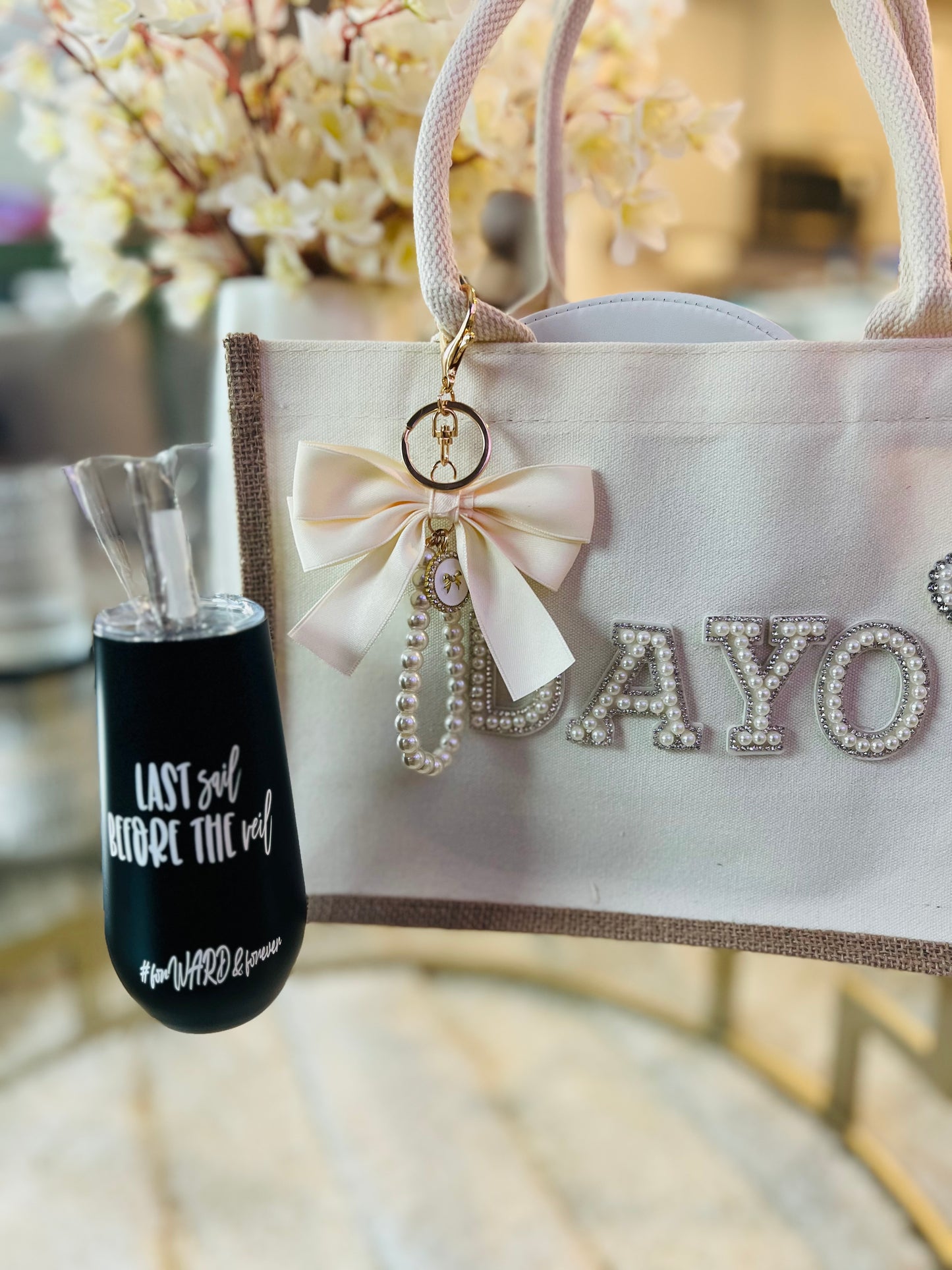 6oz Insulated Champagne Tumblers with Lid & Straw | Custom Wedding & Bachelorette Favors