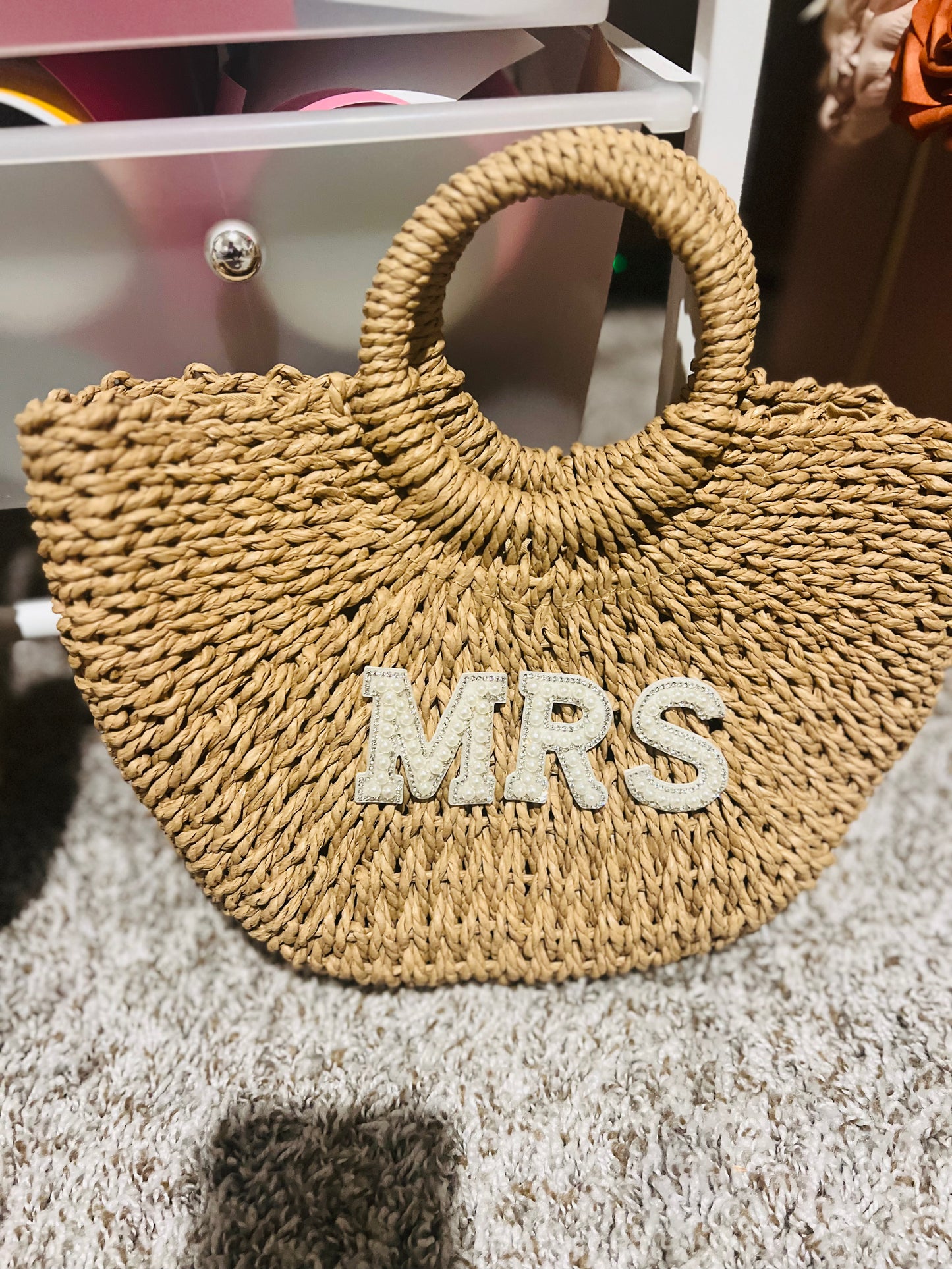 Personalized Rattan Woven Bridal Clutch | Custom Wedding Bag
