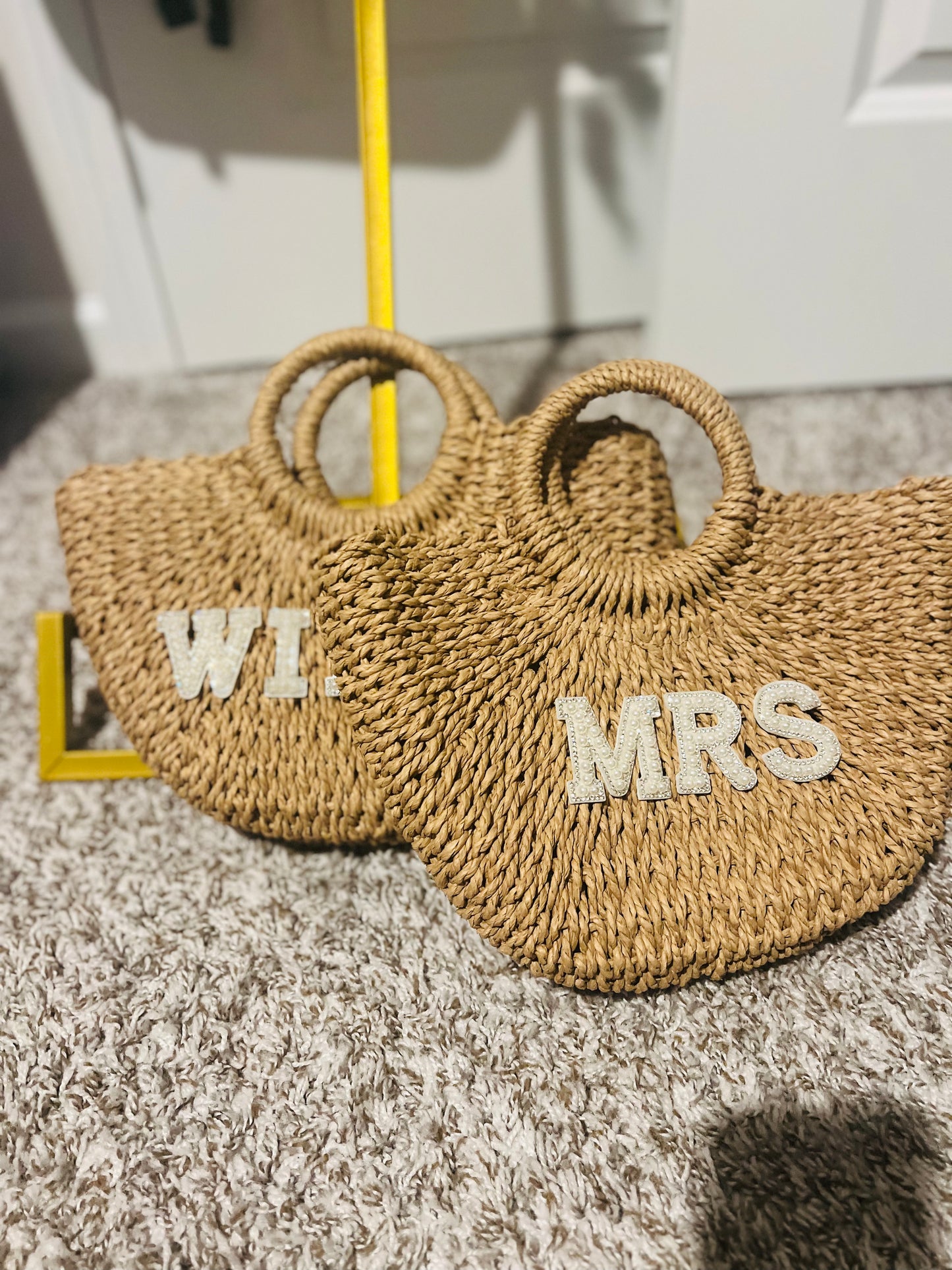 Personalized Rattan Woven Bridal Clutch | Custom Wedding Bag