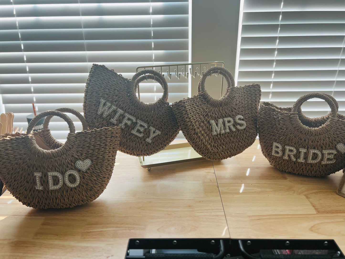 Personalized Rattan Woven Bridal Clutch | Custom Wedding Bag