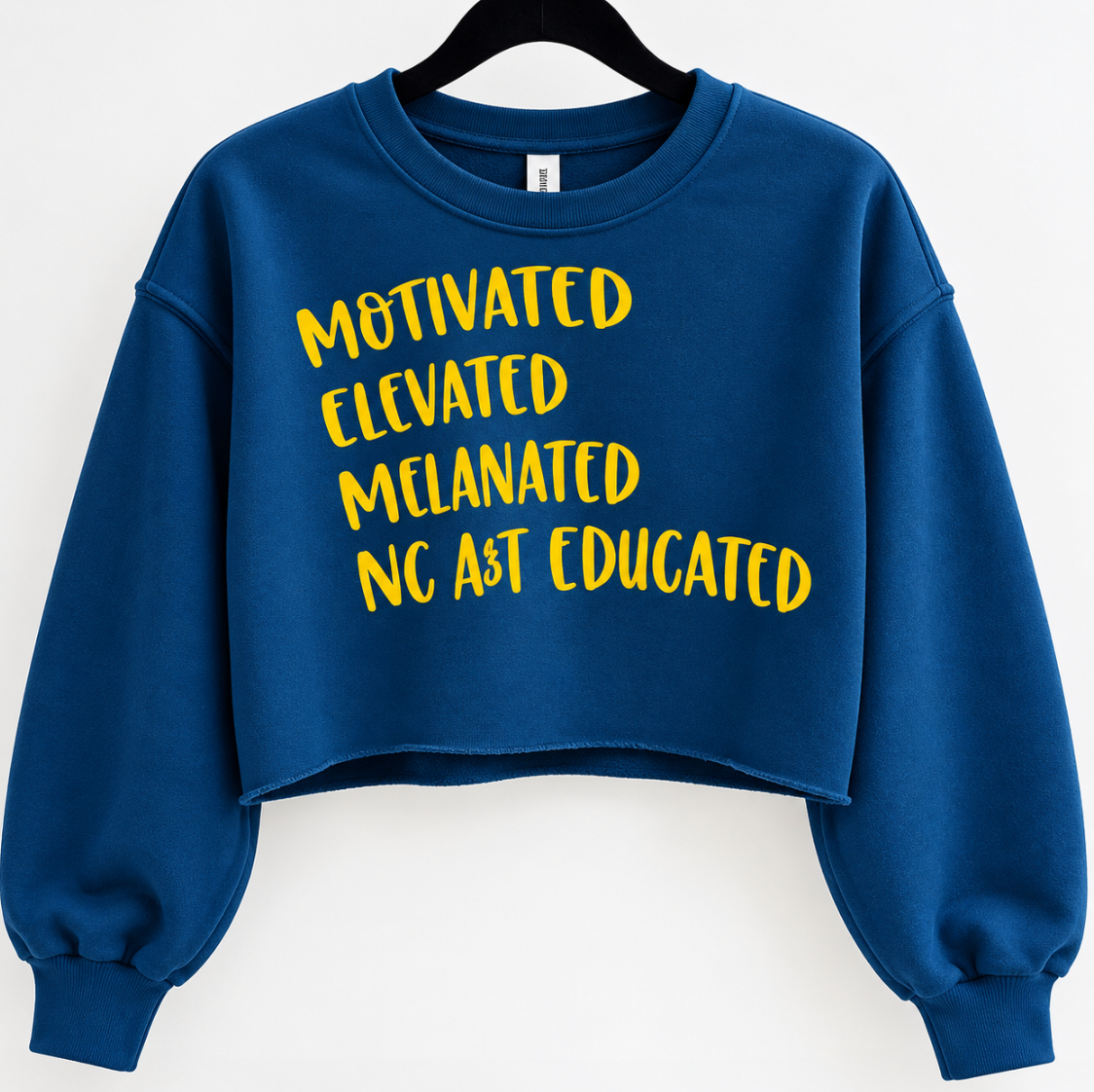 Motivated, Elevated, Melanated, NC A&T Educated Crop Sweater