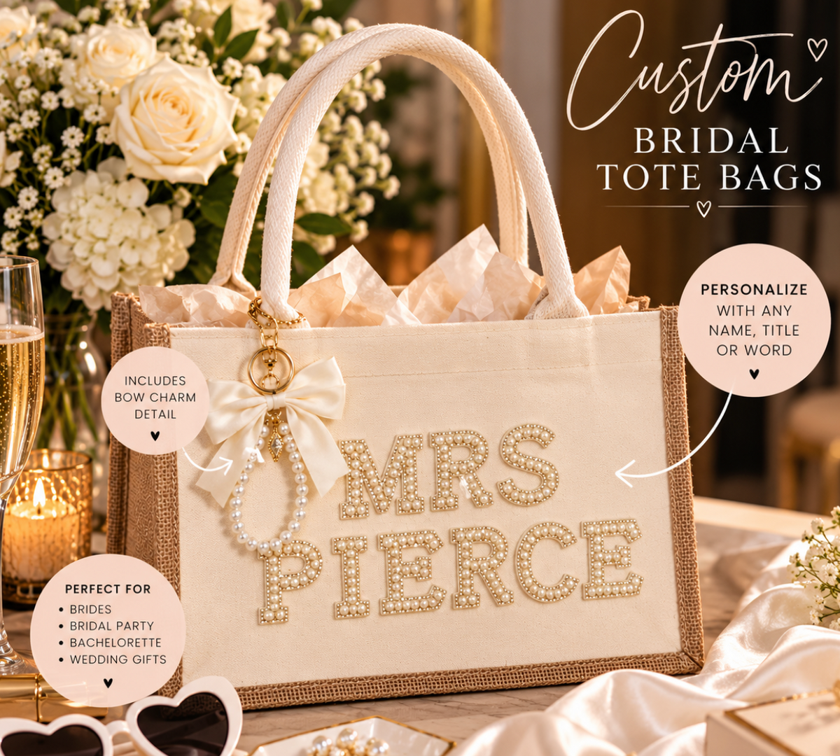 Burlap Bridal bag