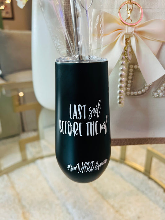6oz Insulated Champagne Tumblers with Lid & Straw | Custom Wedding & Bachelorette Favors