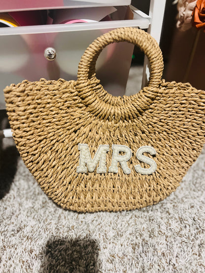 Personalized Rattan Woven Bridal Clutch | Custom Wedding Bag
