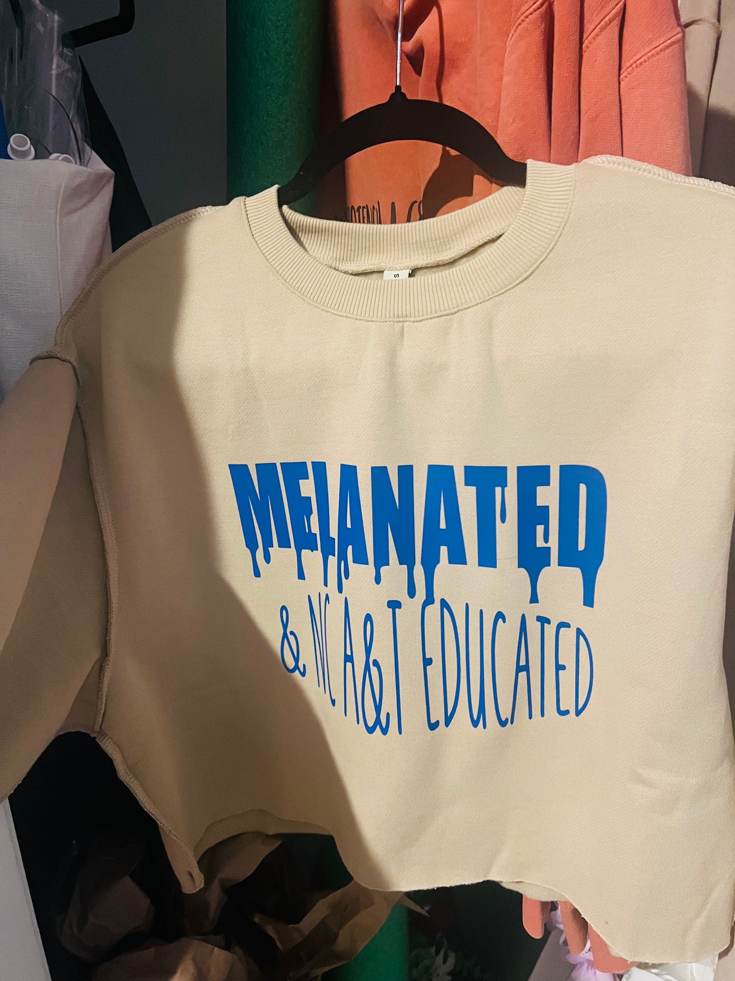 Melanated & NC A&T Educated Crop Top Sweater