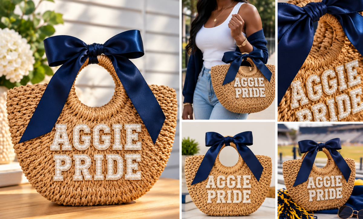 Aggie Pride Straw Tote Bag