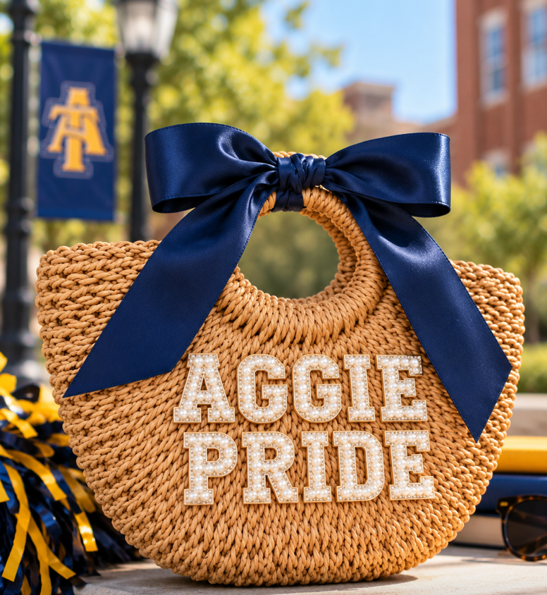 Aggie Pride Straw Tote Bag