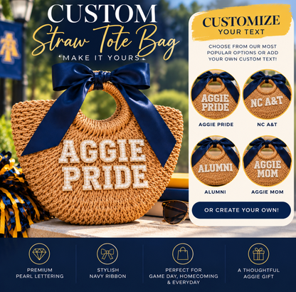 Aggie Pride Straw Tote Bag