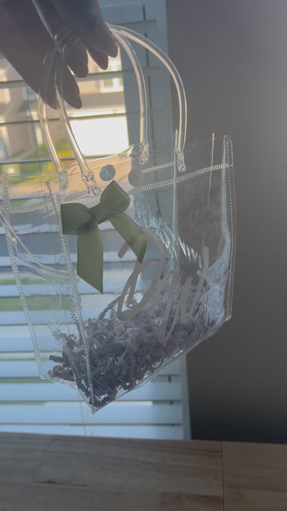 Custom Clear Favor Bags with Handles & Button Closure | Party & Wedding Gift Bags